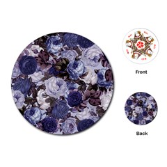 Rose Bushes Blue Playing Cards (round)  by snowwhitegirl