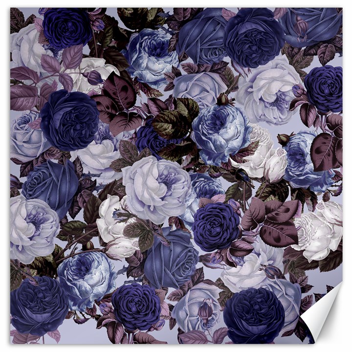 Rose Bushes Blue Canvas 12  x 12  