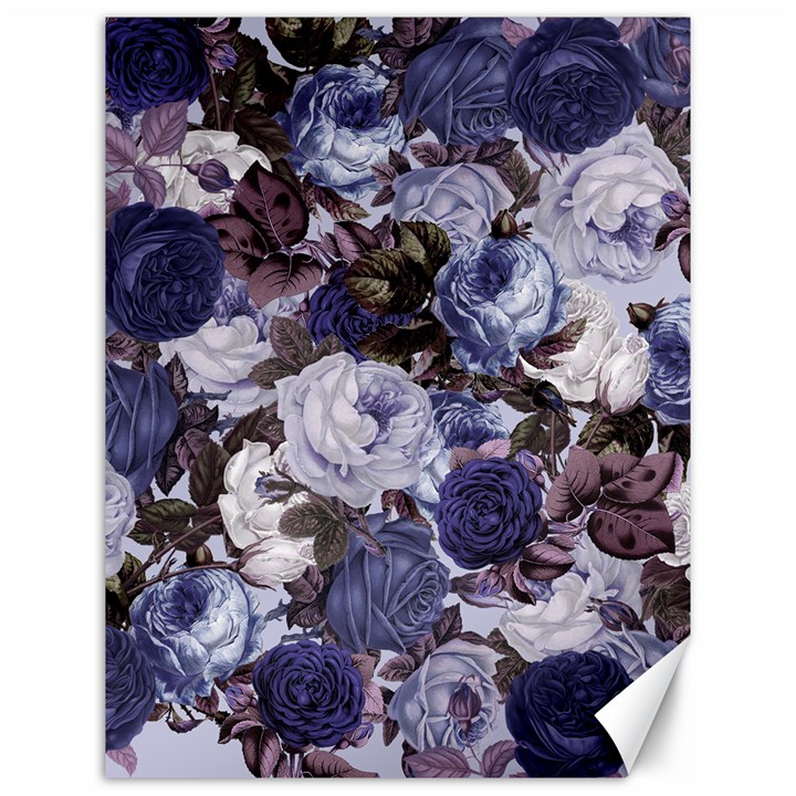 Rose Bushes Blue Canvas 12  x 16  