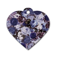 Rose Bushes Blue Dog Tag Heart (two Sides)