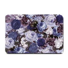 Rose Bushes Blue Small Doormat  by snowwhitegirl