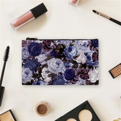 Rose Bushes Blue Cosmetic Bag (small)  by snowwhitegirl