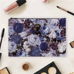 Rose Bushes Blue Cosmetic Bag (large)  by snowwhitegirl