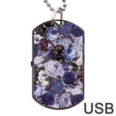 Rose Bushes Blue Dog Tag Usb Flash (one Side) by snowwhitegirl