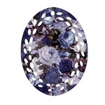 Rose Bushes Blue Ornament (Oval Filigree) Front