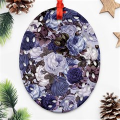 Rose Bushes Blue Oval Filigree Ornament (two Sides) by snowwhitegirl