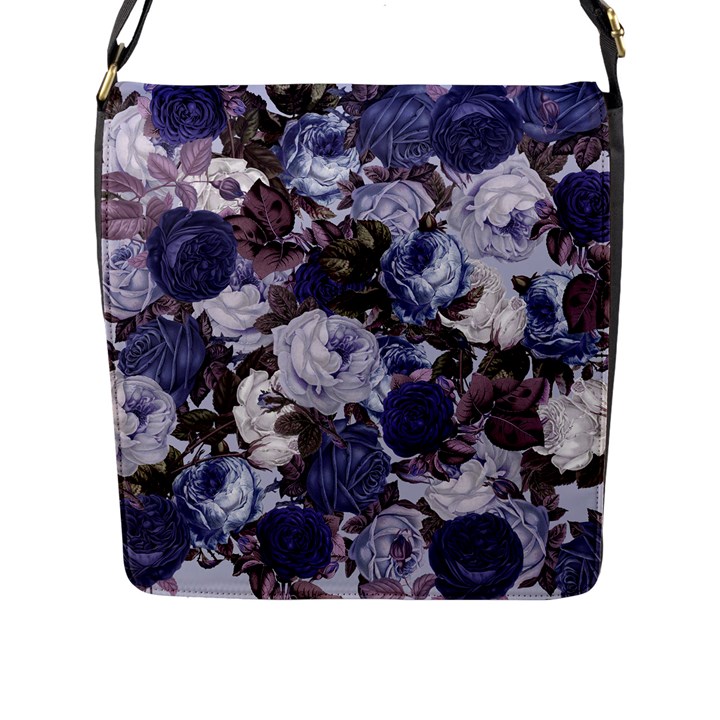 Rose Bushes Blue Flap Messenger Bag (L) 