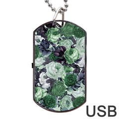 Rose Bushes Green Dog Tag Usb Flash (two Sides) by snowwhitegirl