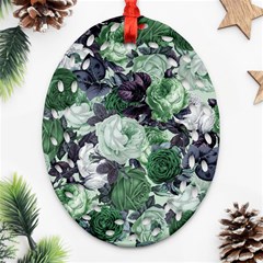 Rose Bushes Green Ornament (oval Filigree) by snowwhitegirl