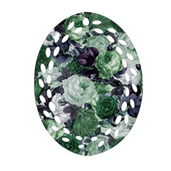 Rose Bushes Green Oval Filigree Ornament (two Sides) by snowwhitegirl