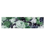 Rose Bushes Green Satin Scarf (Oblong) Front