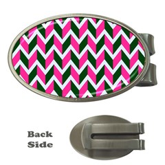 Chevron Pink Green Retro Money Clips (oval)  by snowwhitegirl