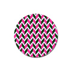 Chevron Pink Green Retro Magnet 3  (round) by snowwhitegirl