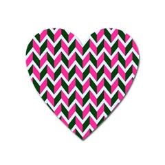 Chevron Pink Green Retro Heart Magnet by snowwhitegirl