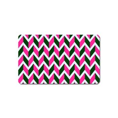 Chevron Pink Green Retro Magnet (name Card) by snowwhitegirl