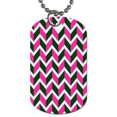 Chevron Pink Green Retro Dog Tag (two Sides) by snowwhitegirl