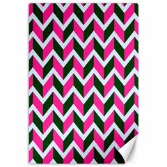 Chevron Pink Green Retro Canvas 12  X 18   by snowwhitegirl