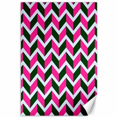 Chevron Pink Green Retro Canvas 24  X 36  by snowwhitegirl