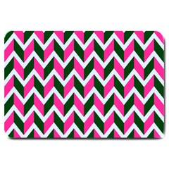 Chevron Pink Green Retro Large Doormat  by snowwhitegirl