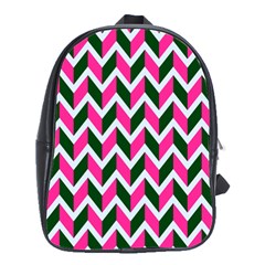 Chevron Pink Green Retro School Bag (large) by snowwhitegirl