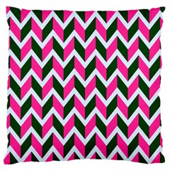 Chevron Pink Green Retro Large Cushion Case (two Sides) by snowwhitegirl