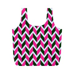 Chevron Pink Green Retro Full Print Recycle Bags (m)  by snowwhitegirl