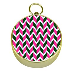 Chevron Pink Green Retro Gold Compasses by snowwhitegirl