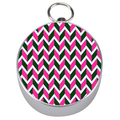 Chevron Pink Green Retro Silver Compasses by snowwhitegirl