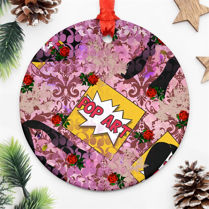 Red Retro Pop Ornament (Round)