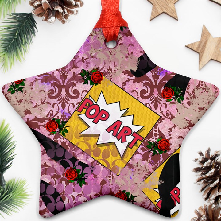 Red Retro Pop Ornament (Star)