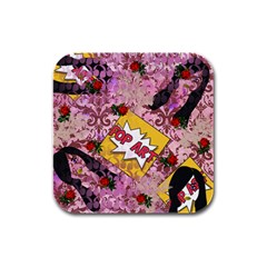 Red Retro Pop Rubber Square Coaster (4 Pack)  by snowwhitegirl