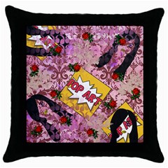 Red Retro Pop Throw Pillow Case (black) by snowwhitegirl