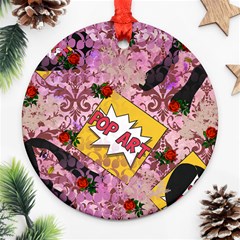 Red Retro Pop Round Ornament (two Sides) by snowwhitegirl