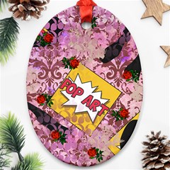 Red Retro Pop Oval Ornament (two Sides) by snowwhitegirl