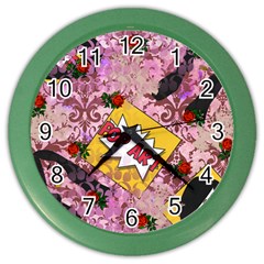 Red Retro Pop Color Wall Clocks by snowwhitegirl