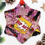 Red Retro Pop Snowflake Ornament (Two Sides) Front