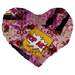 Red Retro Pop Large 19  Premium Heart Shape Cushions by snowwhitegirl