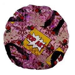 Red Retro Pop Large 18  Premium Flano Round Cushions by snowwhitegirl