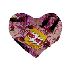 Red Retro Pop Standard 16  Premium Flano Heart Shape Cushions by snowwhitegirl