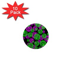 Neon Green And Pink Circles 1  Mini Magnet (10 Pack)  by PodArtist