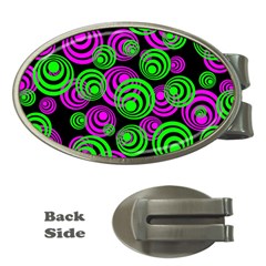 Neon Green And Pink Circles Money Clips (oval)  by PodArtist