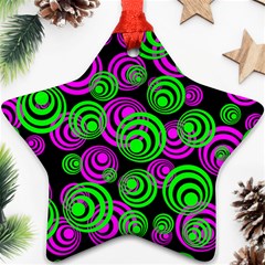 Neon Green And Pink Circles Star Ornament (two Sides) by PodArtist