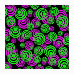 Neon Green And Pink Circles Medium Glasses Cloth (2-side) by PodArtist