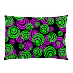 Neon Green And Pink Circles Pillow Case by PodArtist