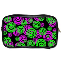 Neon Green And Pink Circles Toiletries Bags 2-side by PodArtist