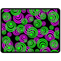 Neon Green And Pink Circles Fleece Blanket (large)  by PodArtist