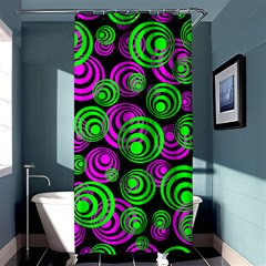 Neon Green And Pink Circles Shower Curtain 36  X 72  (stall)  by PodArtist