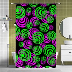 Neon Green And Pink Circles Shower Curtain 48  X 72  (small)  by PodArtist