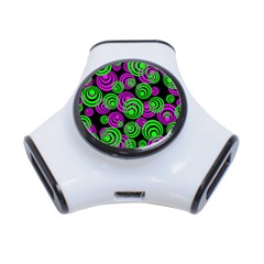 Neon Green And Pink Circles 3-port Usb Hub by PodArtist