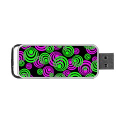 Neon Green And Pink Circles Portable Usb Flash (two Sides) by PodArtist